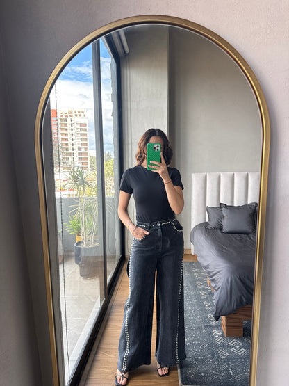 Body manga corta negro