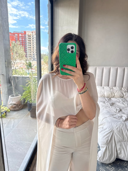 Set blusa y capa pantalón avena