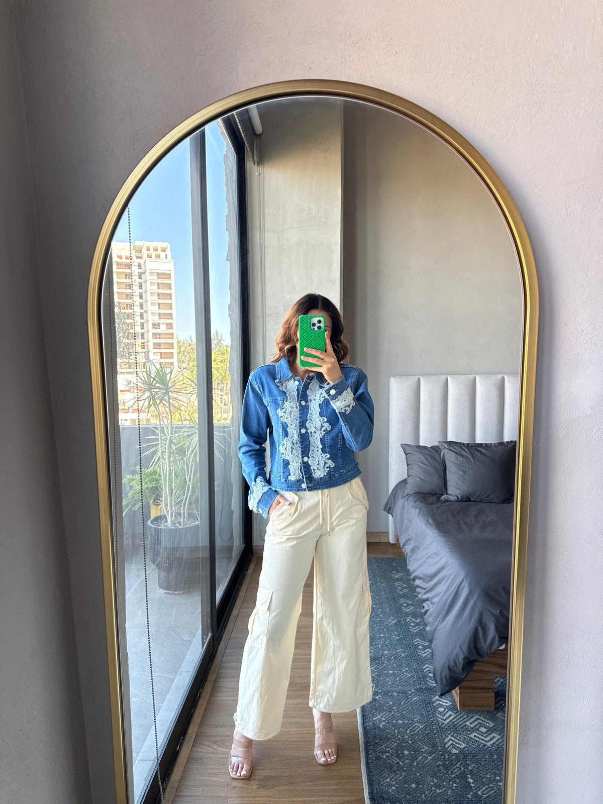 Wide leg cargo pants crema