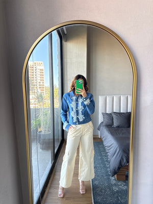 Wide leg cargo pants crema