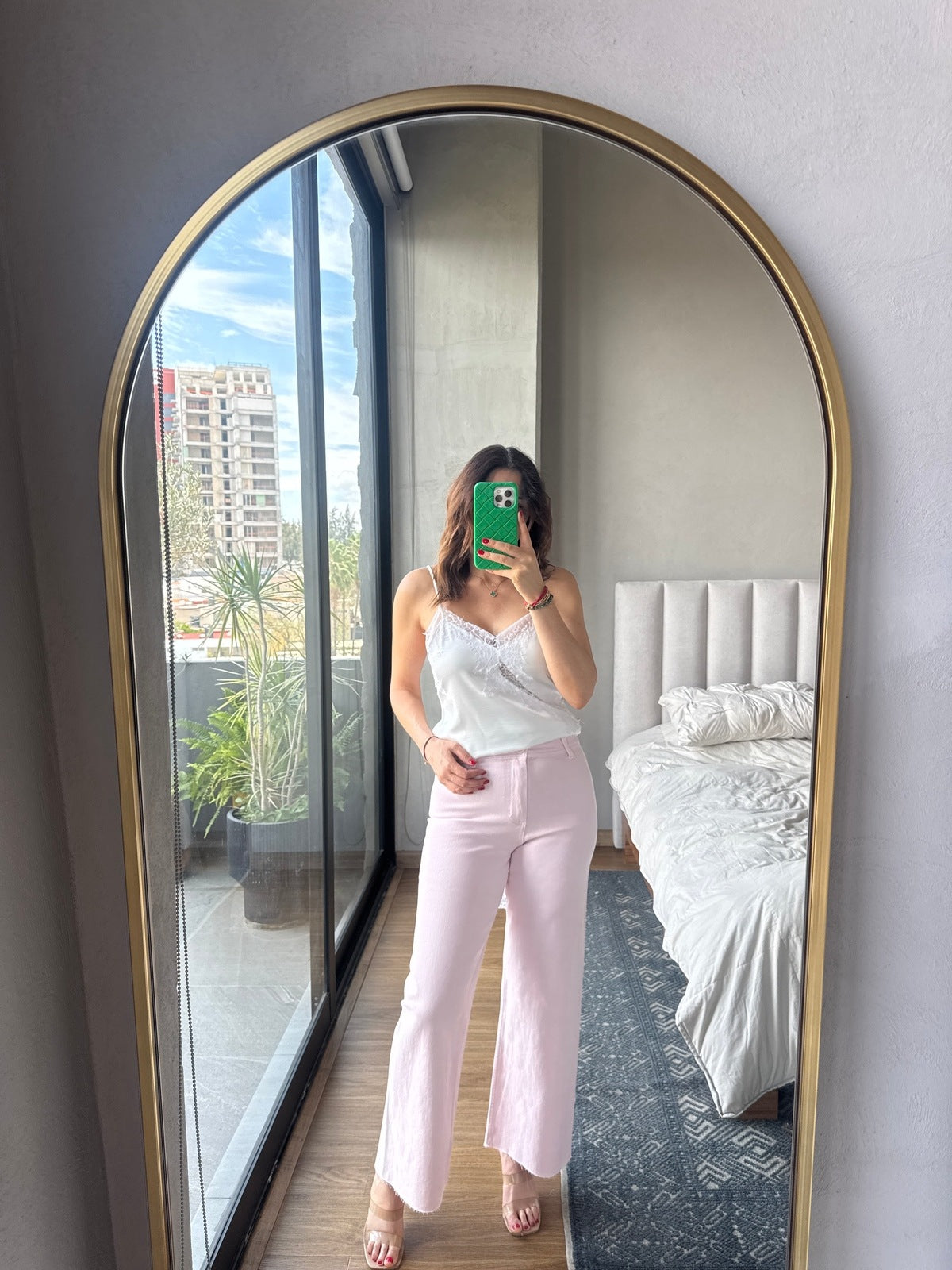 Jeans wide leg pink