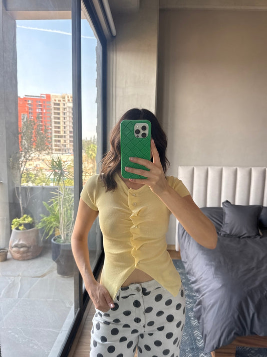 Blusa botones amarilla