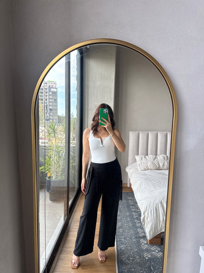 Pantalón  con mascada fringe negro