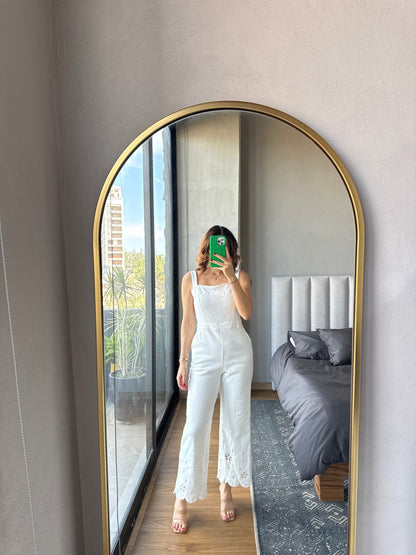 Jumpsuit blanco flores bordadas