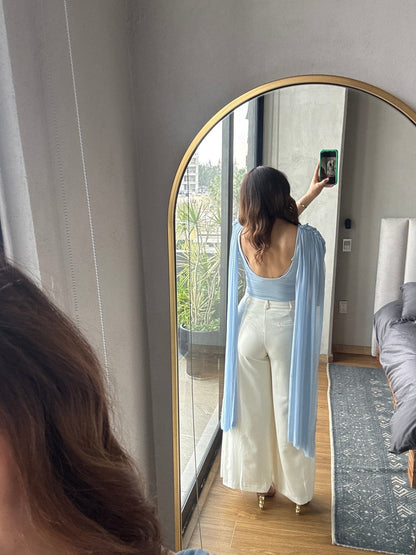 Body con capa mesh baby blue