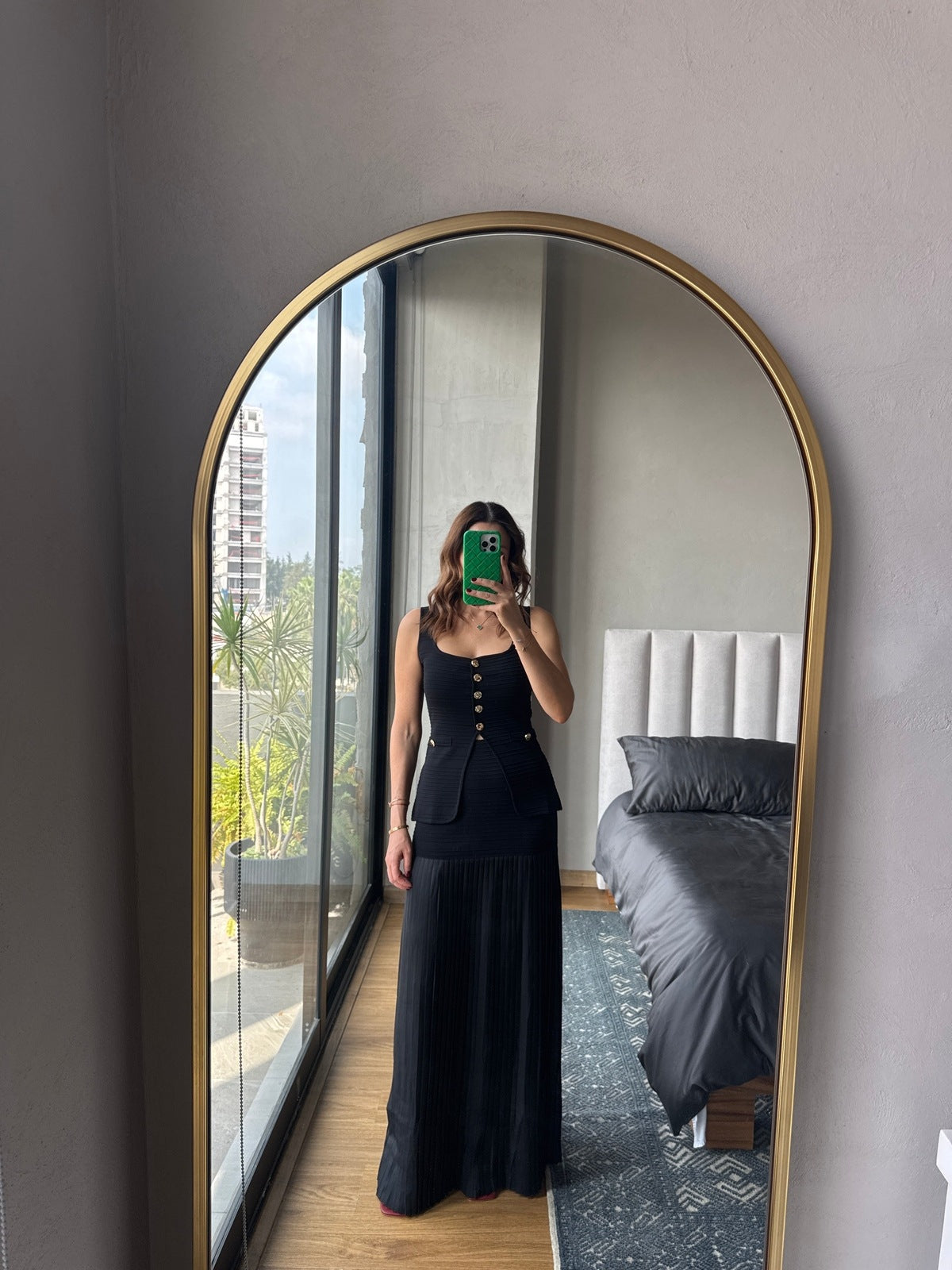 Set blusa y falda tejidos negro