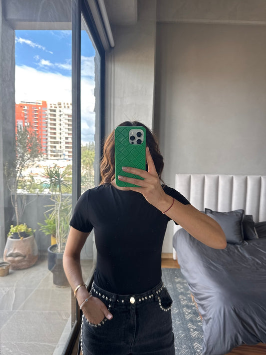 Body manga corta negro