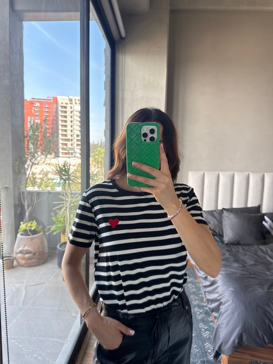 Tshirt rayas blanca con corazon