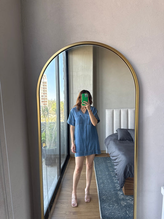 Vestido denim corto bolsa