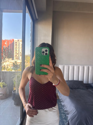 Blusa tirantes con aplicaciones tinta