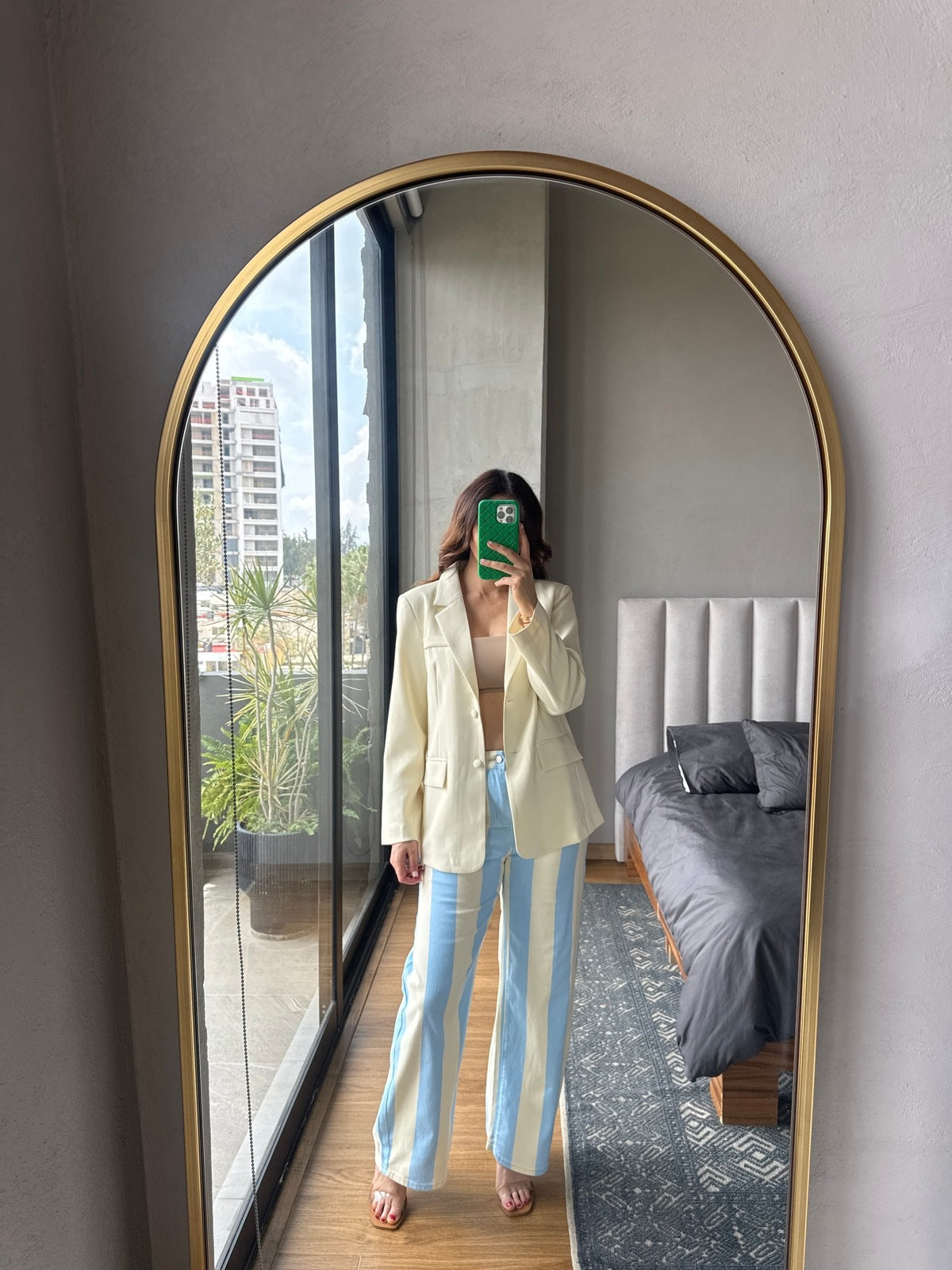 Jeans rayas baby blue y butter yellow