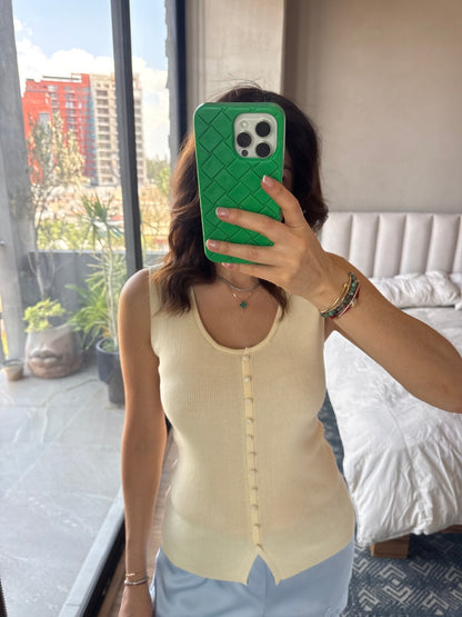 Blusa sin mangas botones baby yellow