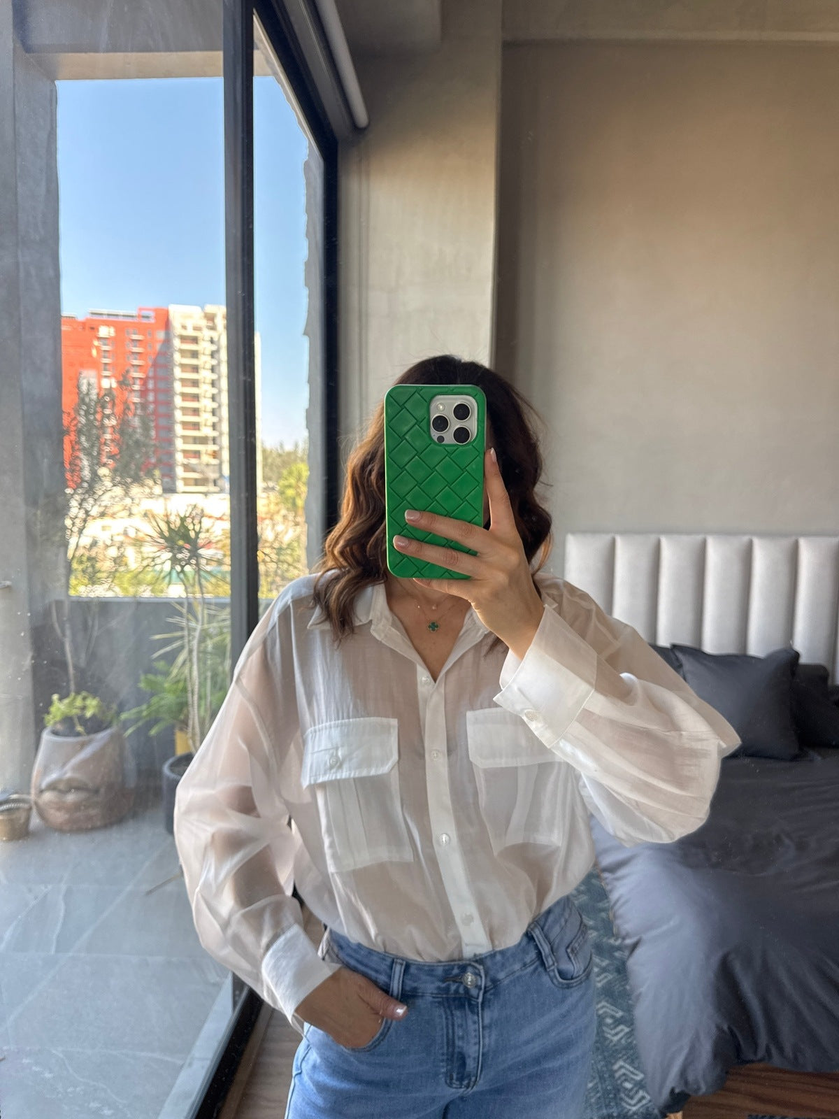 Blusa manga bolsas blanca