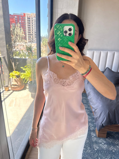 Blusa tirantes con lace pink