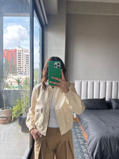 Bomber faux leather ivory