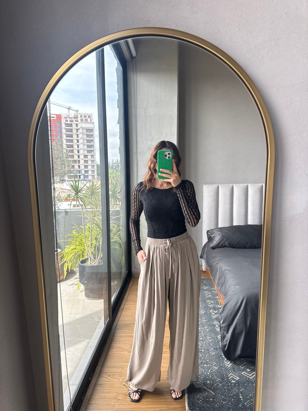 Body lace manga larga negro