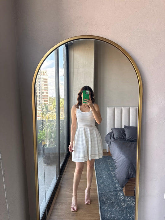 Vestido corto tejido spandex blanco