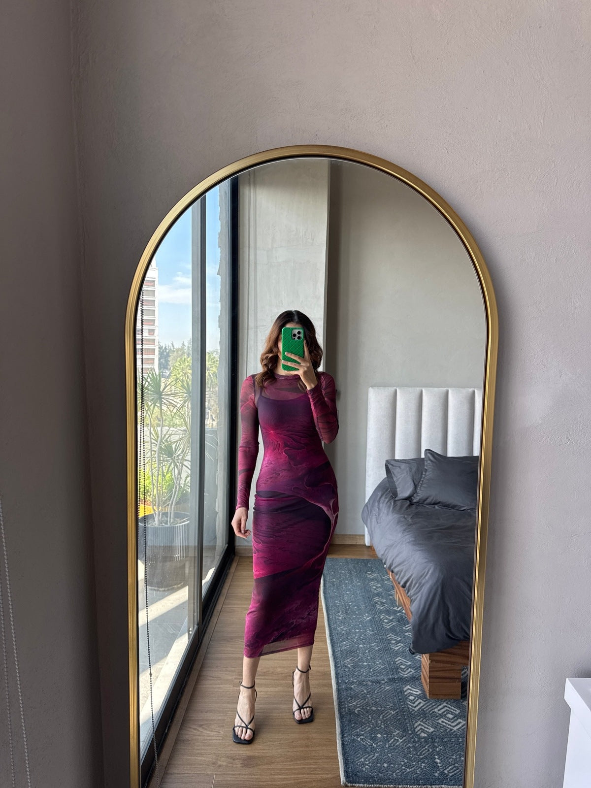 Vestido mesh tonos rosa