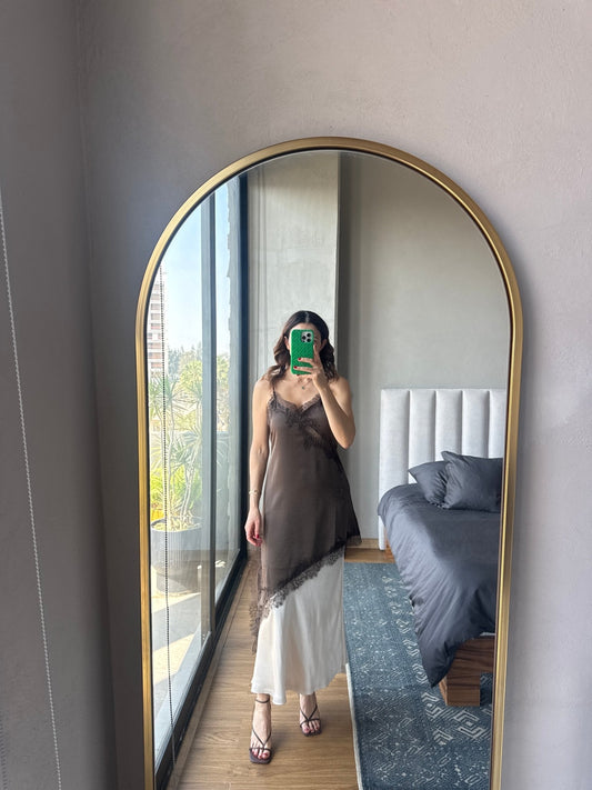 Blusa tirantes lace café