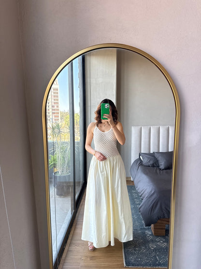 Vestido maxi blusa lentejuelas ivory