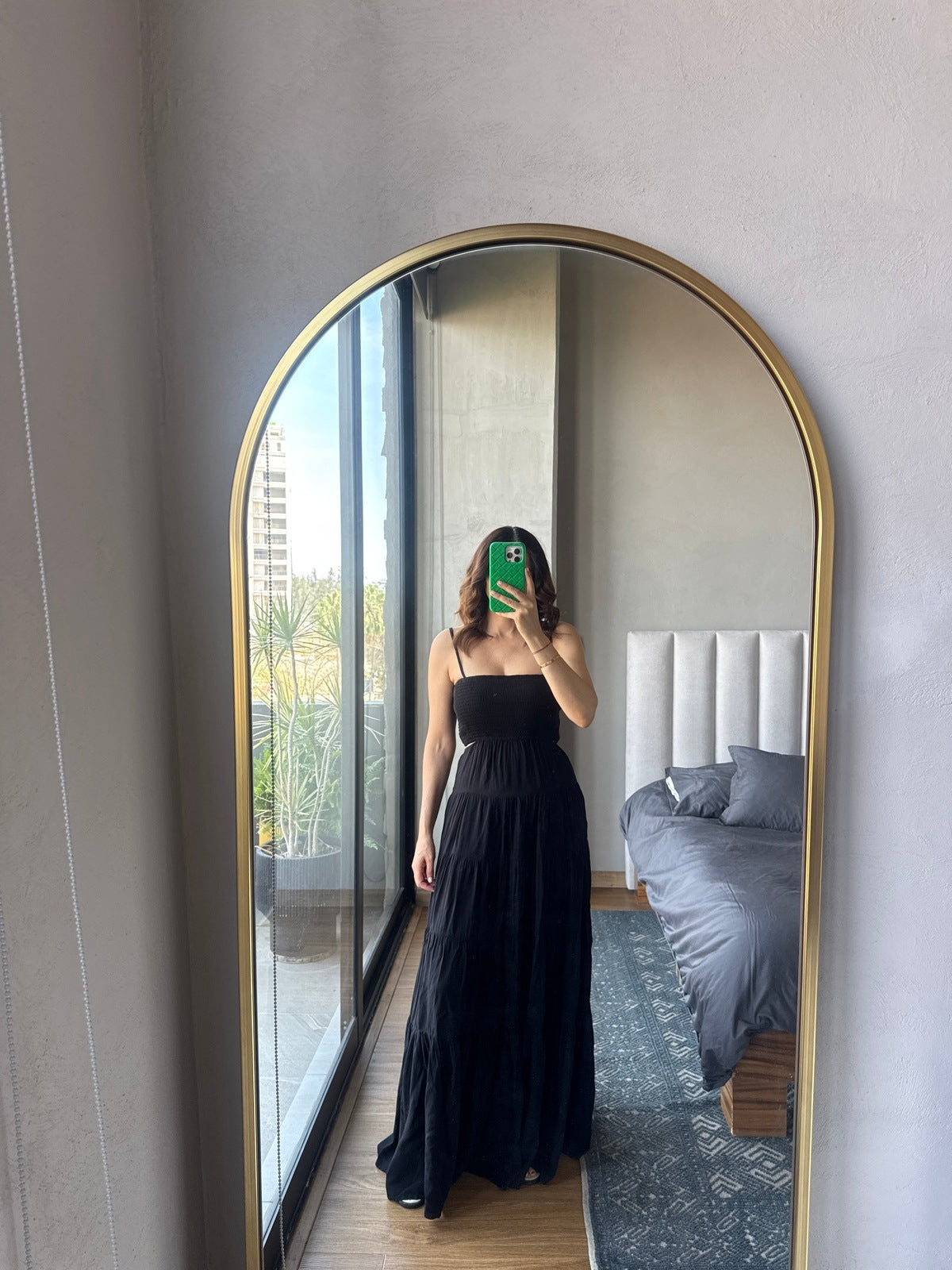 Vestido maxi tirantes negro