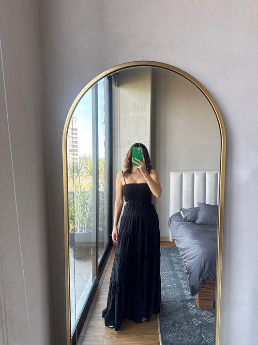 Vestido maxi tirantes negro