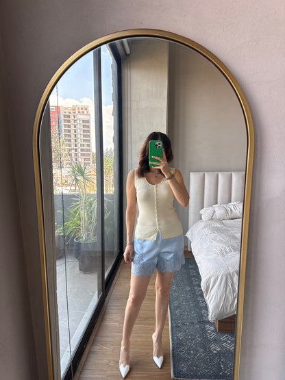 Blusa sin mangas botones baby yellow
