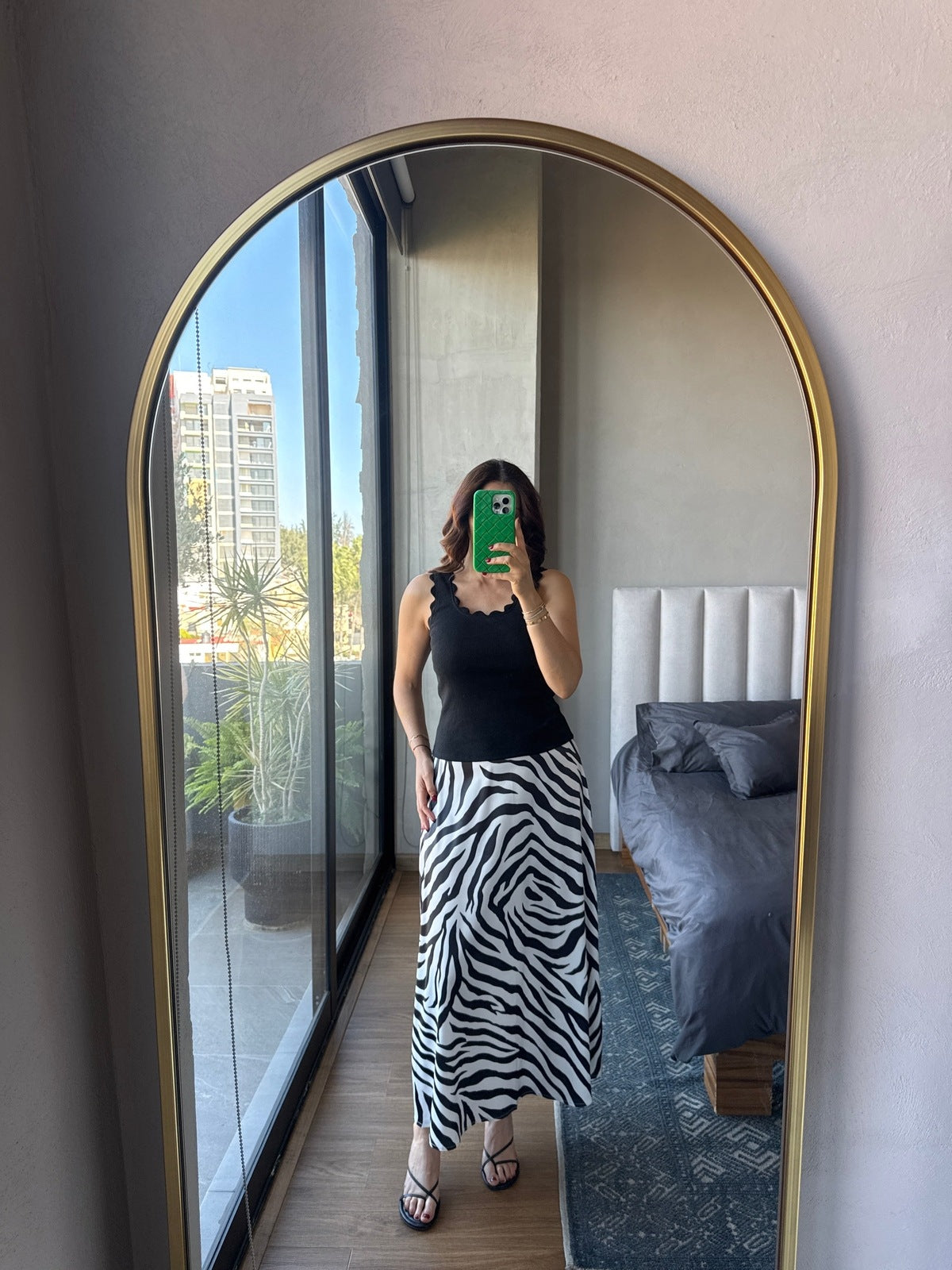Falda maxi satín zebra