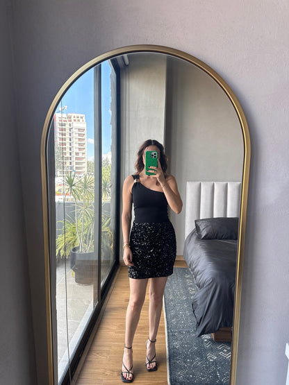 Falda mini lentejuelas negra