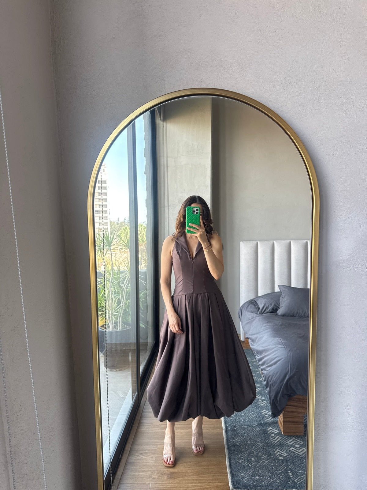 Vestido midi café