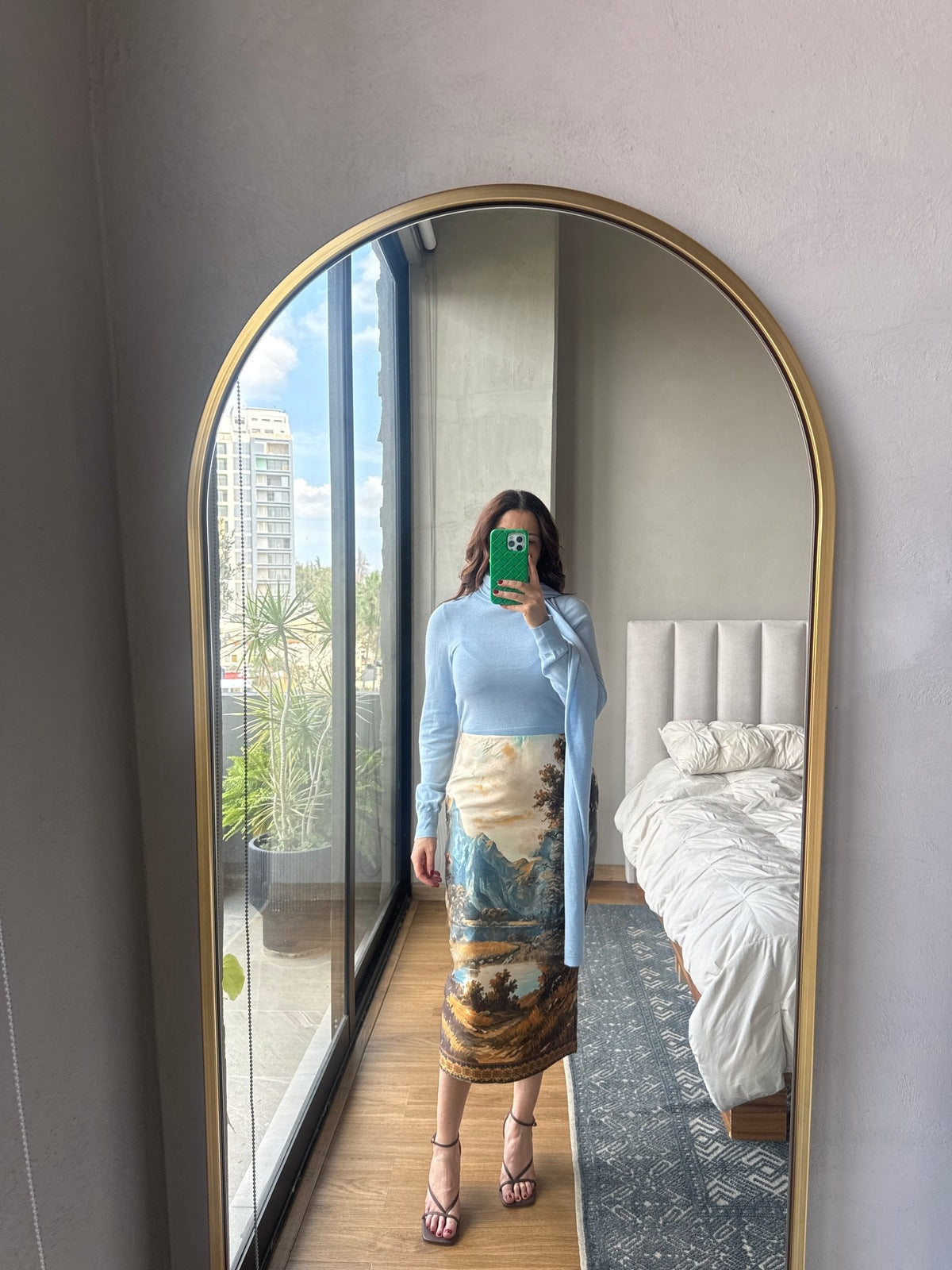 Blusa manga con detalle cuello baby blue