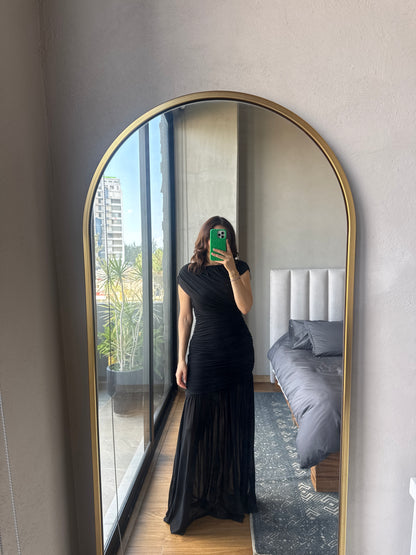 Vestido maxi mesh negro