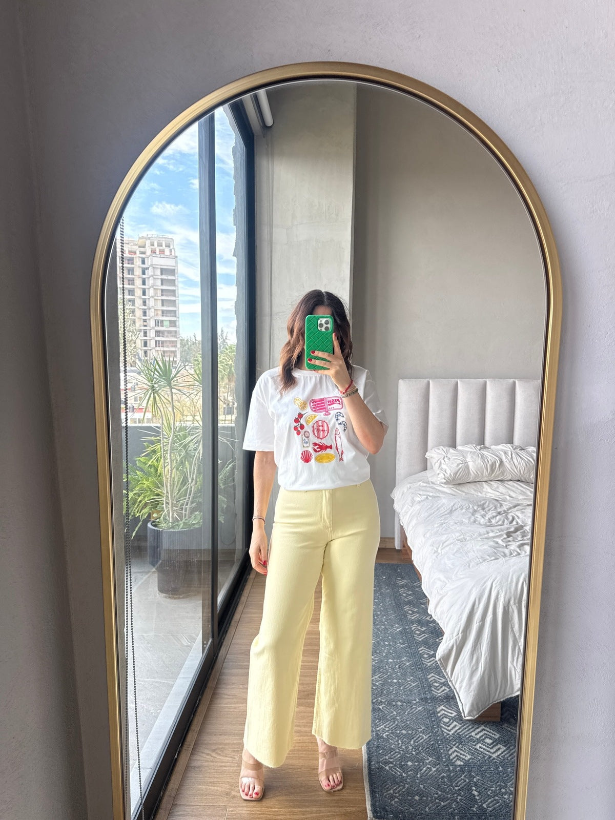 Jeans wide leg yellow