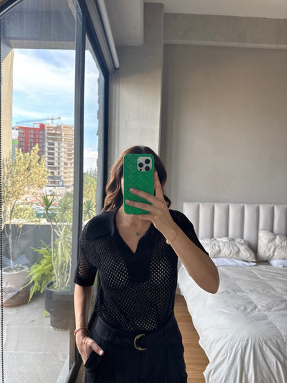 Polo tejida negra