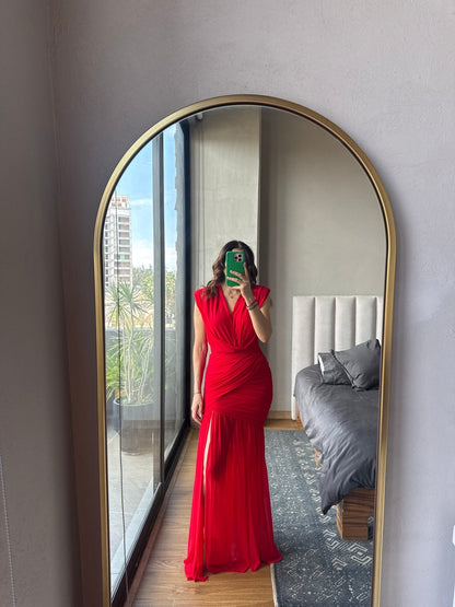 Vestido maxi mesh rojo
