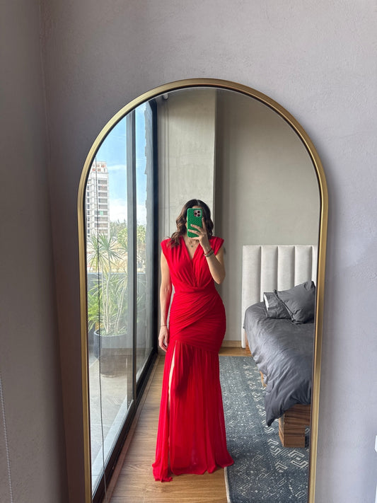 Vestido maxi mesh rojo