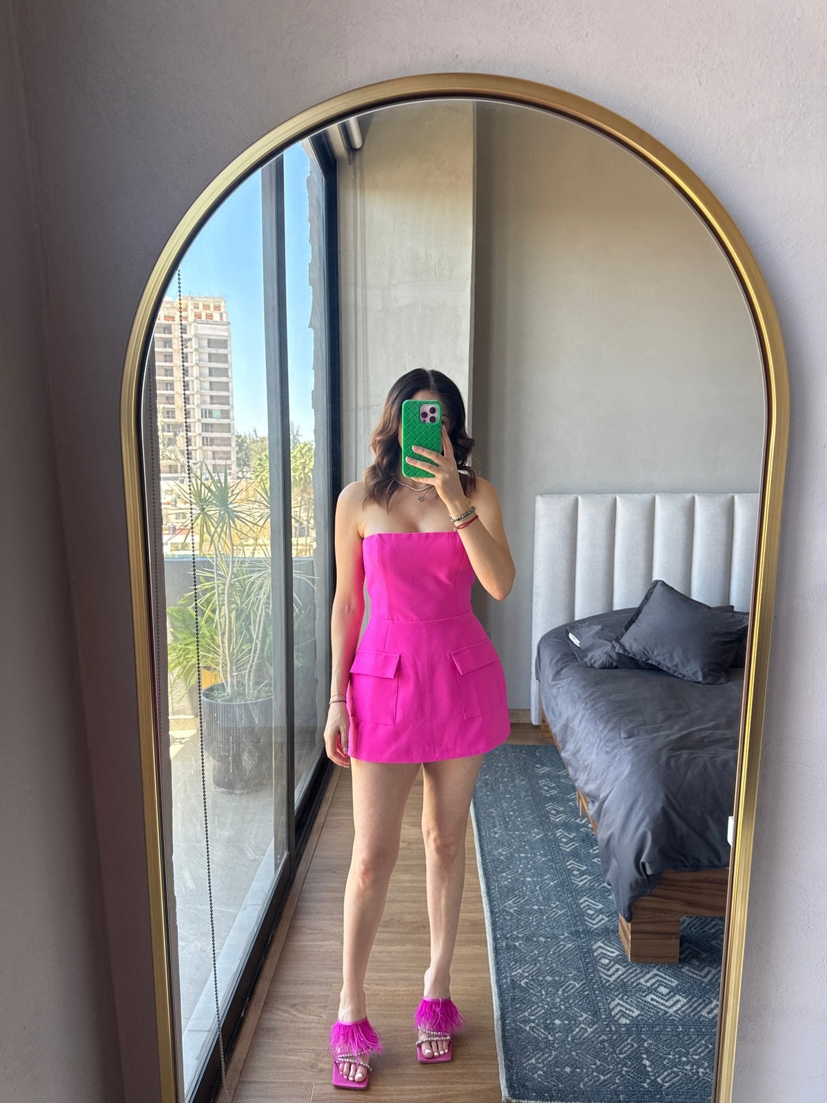 Romper strapless rosa