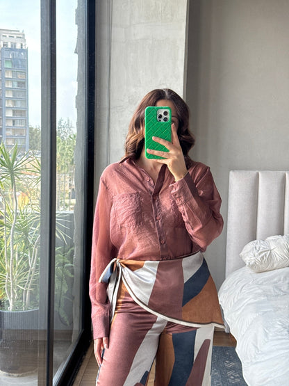 Blusa botones terracota
