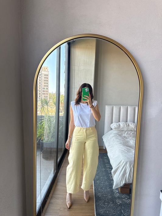 Barrel jeans con aplicaciones yellow