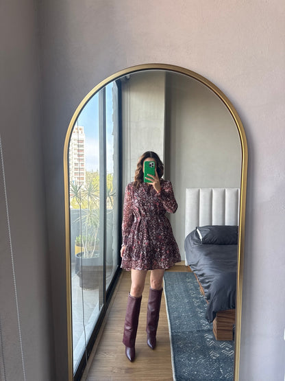 Vestido corto manga print flores