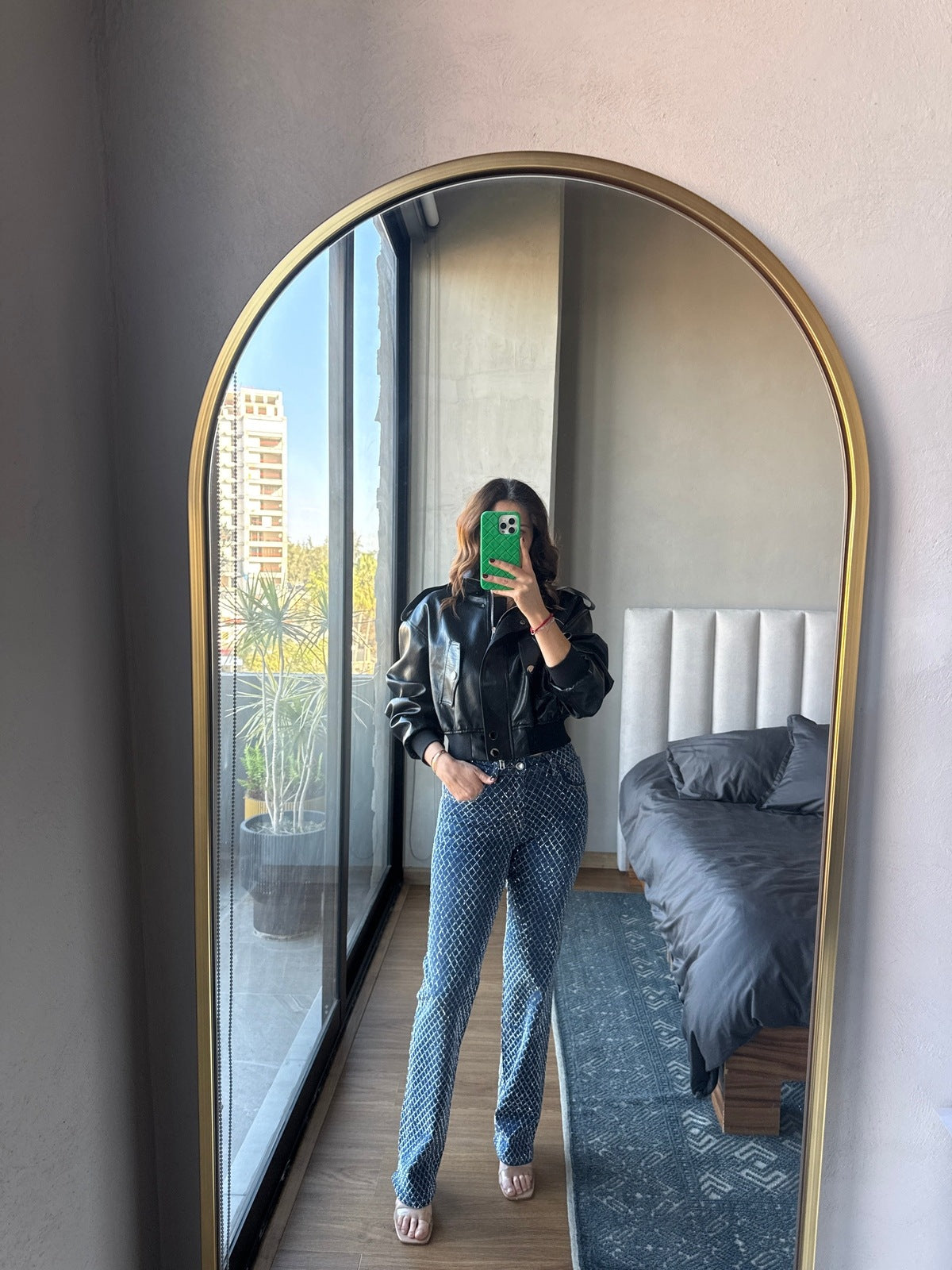 Jeans azul brillos