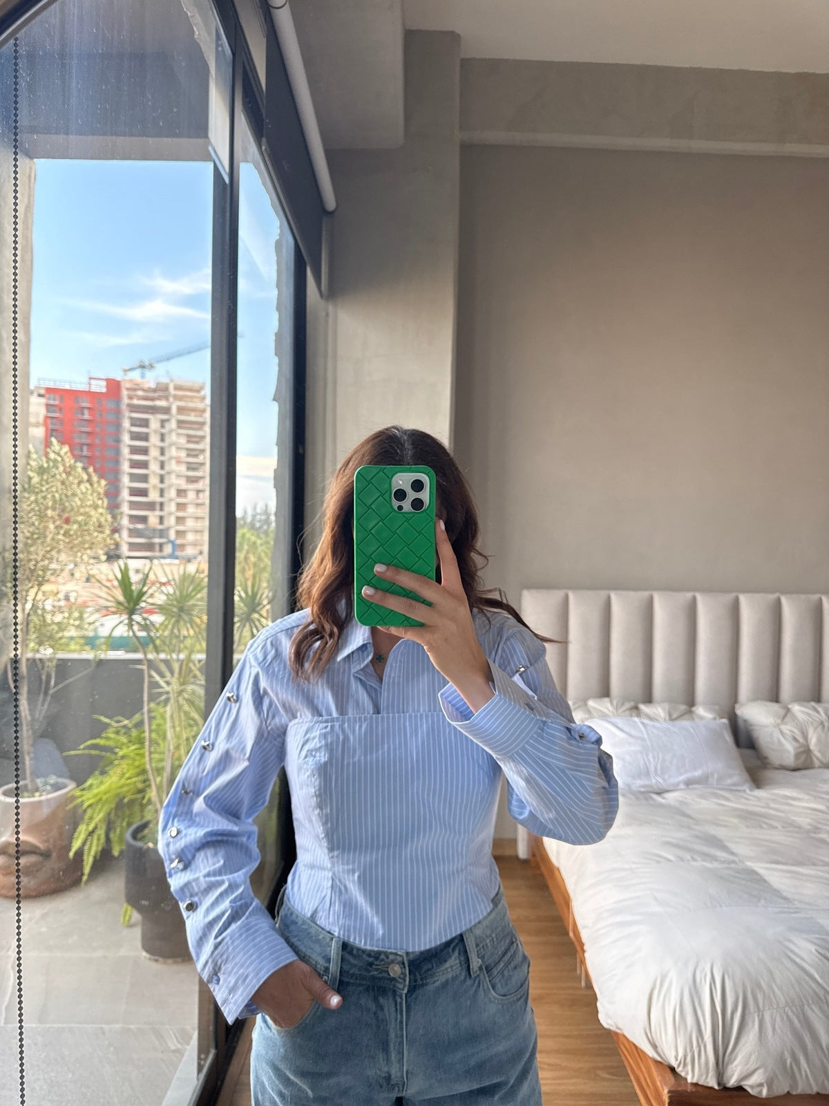 Camisa rayas con detalle corset