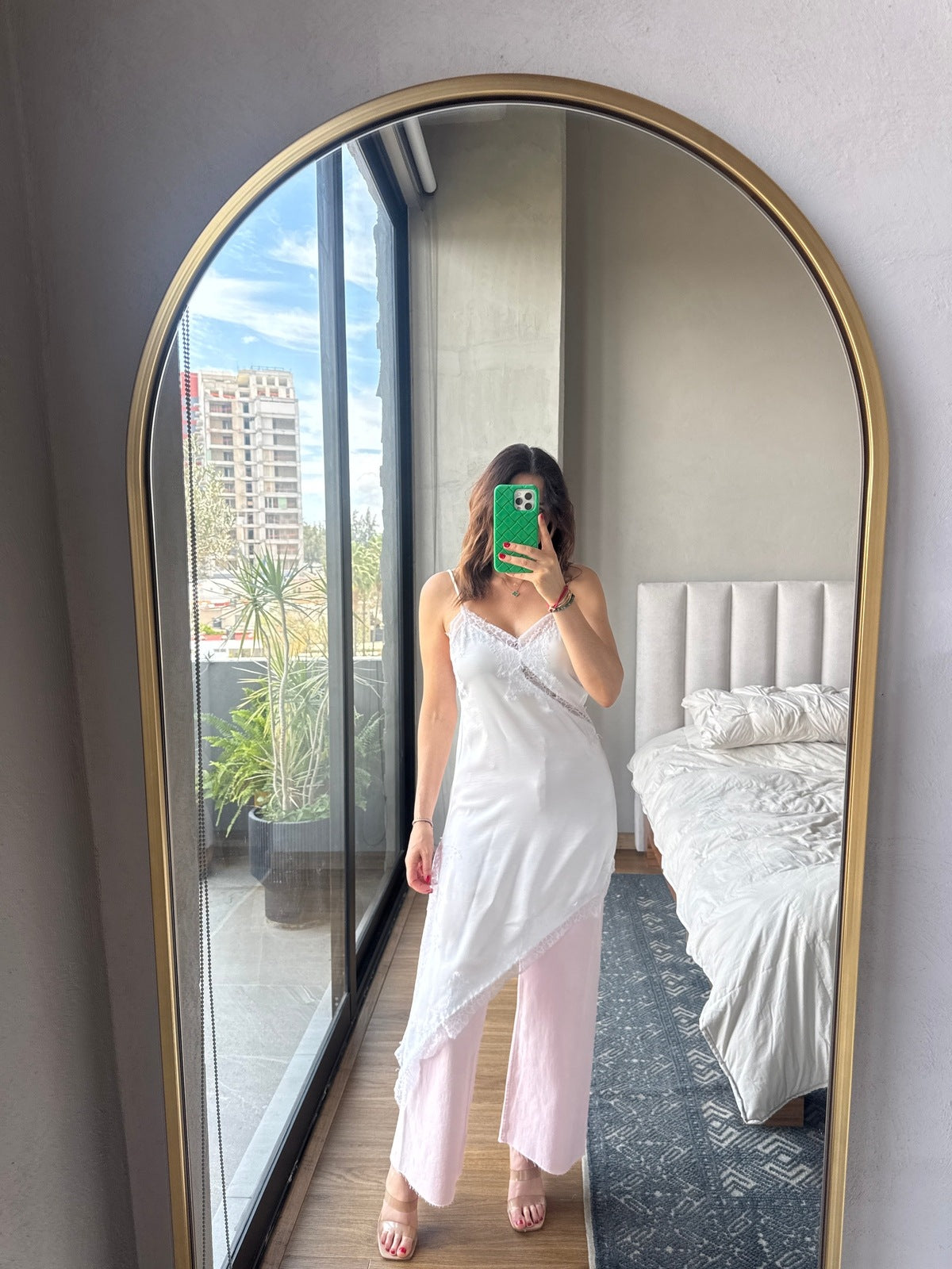 Jeans wide leg pink