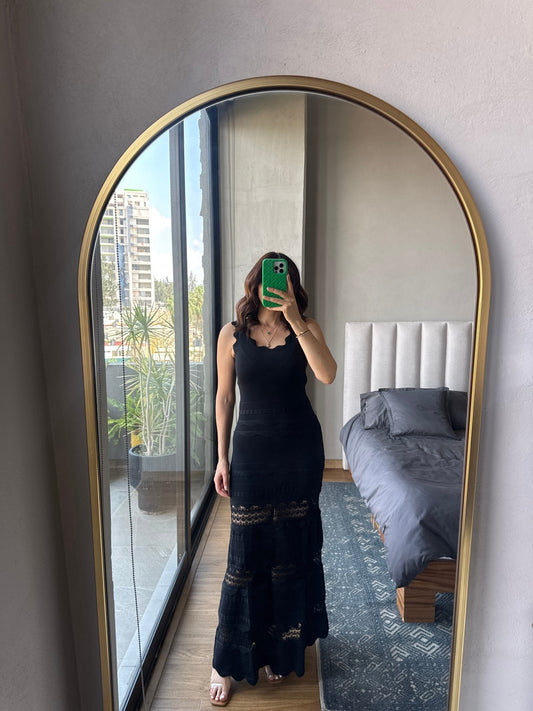 Vestido maxi tejido negro