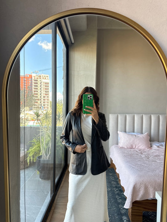 Blazer faux leather negro