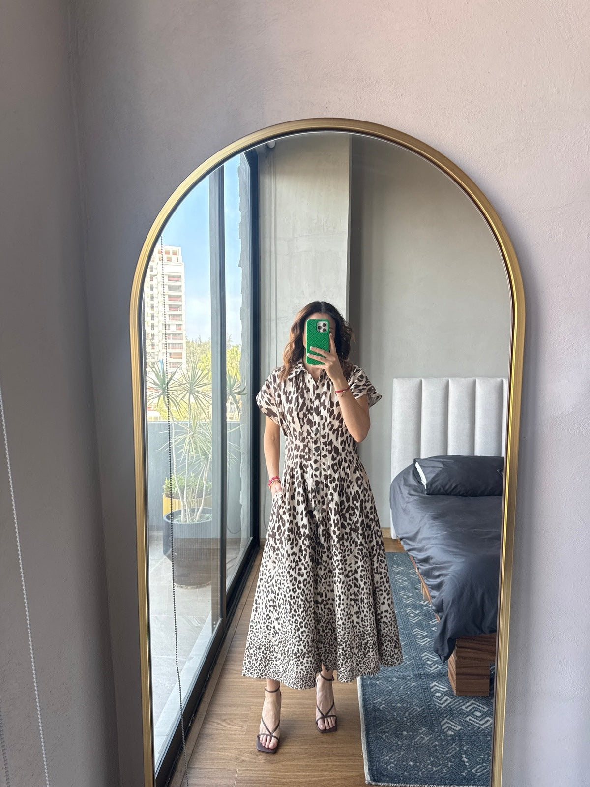 Vestido midi animal print