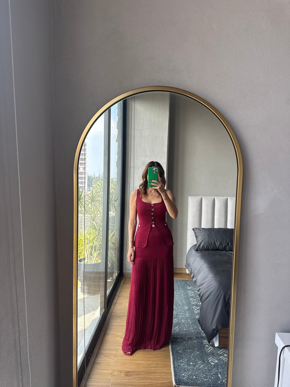 Set blusa y falda tejidos tinto