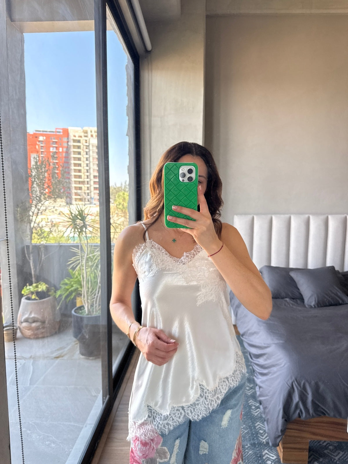 Blusa tirantes lace champagne
