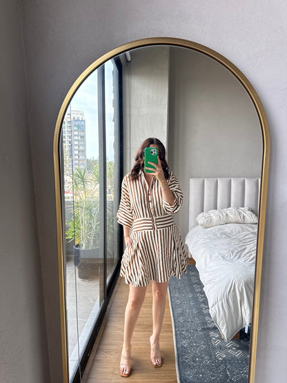 Vestido rayas café