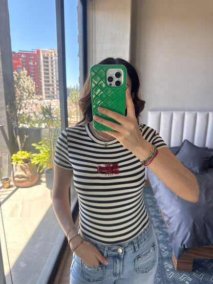 Tshirt rayas y lobster con aplicaciones